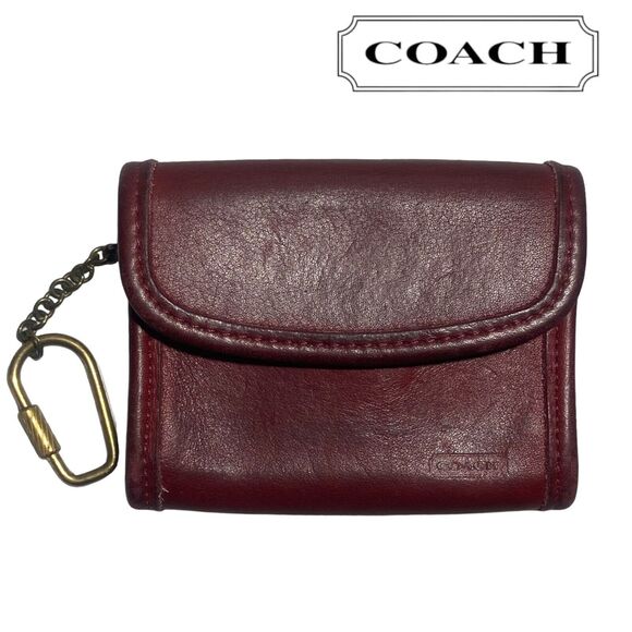 COACH Multifunction Keychain Wallet Pouch Purse Leather Red Vintage 1990s #7219 - Picture 1 of 17